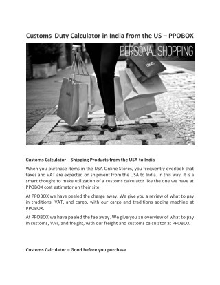 Customs Duty Calculator in India from the US â€“ PPOBOX