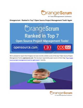 Orangescrum - Ranked in Top 7 Open Source Project Management Tools! Again!
