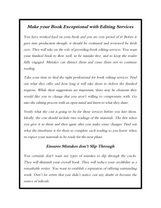 Make your Book Exceptional with Editing Services