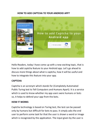 HOW TO ADD CAPTCHA TO YOUR ANDROID APP?