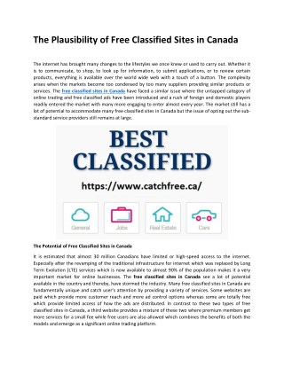 The Plausibility of Free Classified Sites in Canada