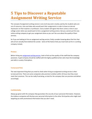 5 Tips to Discover a Reputable Assignment Writing Service