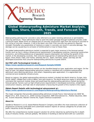 A Deep Analysis of Current and Future Investments in Global Waterproofing Admixture Market