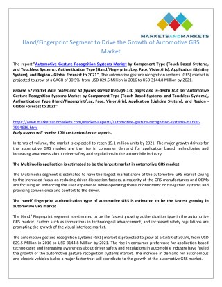 Hand/Fingerprint Segment to Drive the Growth of Automotive GRS Market