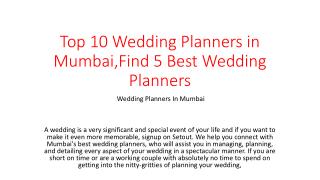 Top 10 Wedding Planners in Mumbai,Find 5 Best Wedding Planners