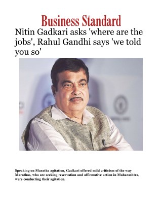 Nitin Gadkari asks 'where are the jobs', Rahul Gandhi says 'we told you so'Â 
