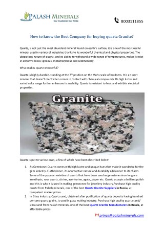 How to know the Best Company for buying quartz Granite