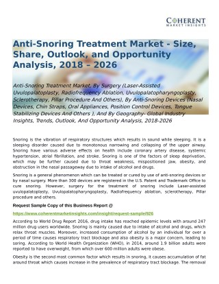 Anti-Snoring Treatment Market - Opportunity Analysis, 2018-2026