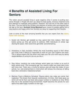 4 Benefits of Assisted Living For Seniors