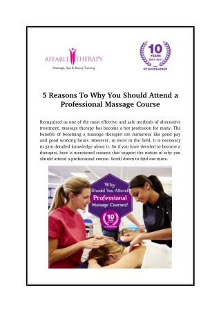 5 Reasons To Why You Should Attend a Professional Massage Course