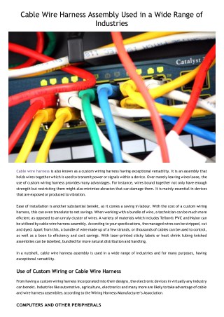 Cable Wire Harness Assembly Used in a Wide Range of Industries