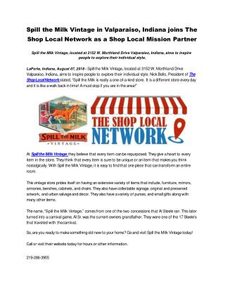 Spill the Milk Vintage in Valparaiso, Indiana joins The Shop Local Network as a Shop Local Mission Partner