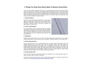 5 Things You Must Know About Made To Measure Dress Shirts