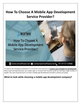 How To Choose A Mobile App Development Service Provider?