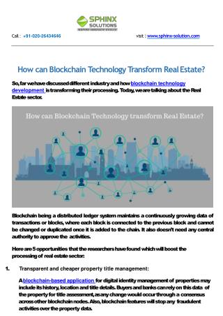 How can Blockchain Technology Transform Real Estate?