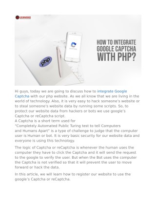 HOW TO INTEGRATE GOOGLE CAPTCHA WITH PHP?