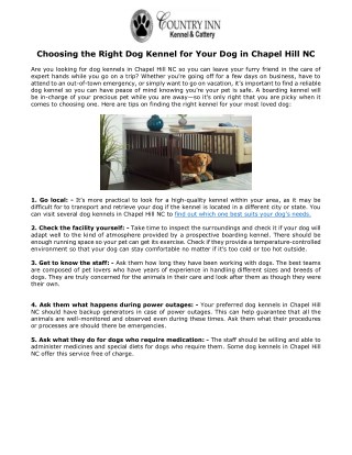 Choosing the Right Dog Kennel for Your Dog in Chapel Hill NC
