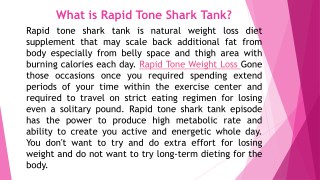 Rapid Tone Shark Tank | Rapid Tone Benefits