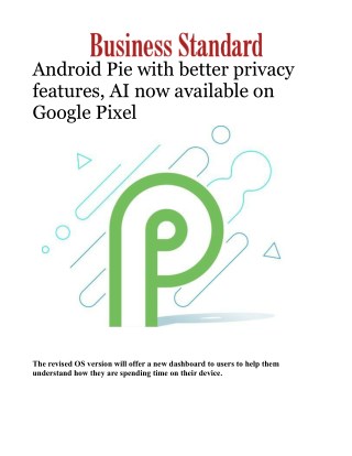 Android Pie with better privacy features, AI now available on Google PixelÂ 