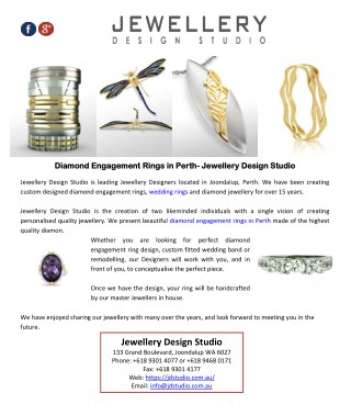 Diamond Engagement Rings in Perth- Jewellery Design Studio