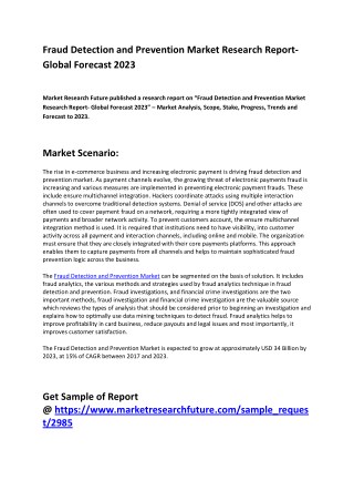 Fraud Detection and Prevention Market 2018 Comprehensive Analysis and Future Estimations 2023
