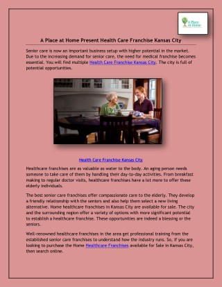 A Place at Home Present Health Care Franchise Kansas City