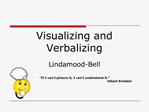 Visualizing and Verbalizing Lindamood-Bell “If I can’t picture it, I can’t understand it.” 						-Albert Einstein