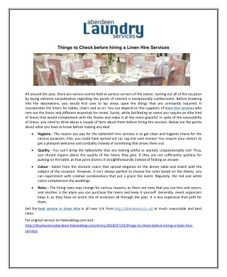 Things to Check before hiring a Linen Hire Services