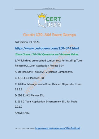 2018 CertQueen Oracle 1Z0-344 Exam Dumps Questions