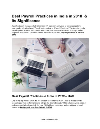 Best Payroll Practices in India in 2018 & Its Significance