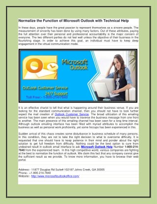 Normalize the Function of Microsoft Outlook with Technical Help