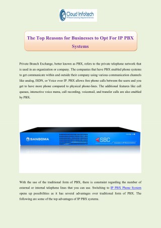 The Top Reasons for Businesses to Opt For IP PBX Systems