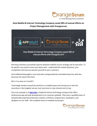 How Mobile & Internet Technology Company saved 38% of manual efforts on Project Management with OrangeScrum?