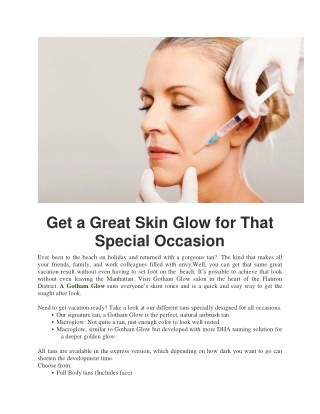 Get a Great Skin Glow for That Special Occasion