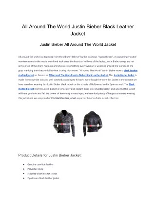 All Around The World Justin Bieber Black Leather Jacket