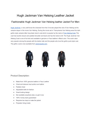 Hugh Jackman Van Helsing Leather Jacket
