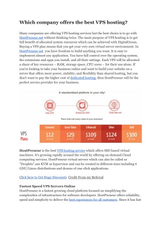 Which Company is the best VPS Servers Providers?