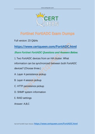 Cleared FortiADC Exam with CertQueen Fortinet FortiADC Exam Dumps