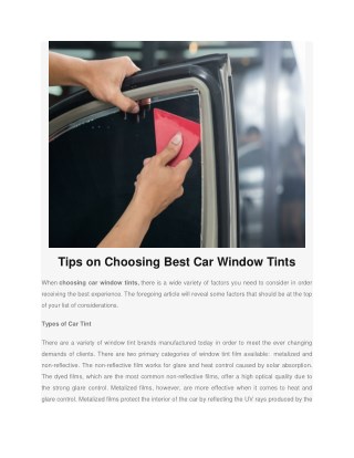 Tips on Choosing Best Car Window Tints