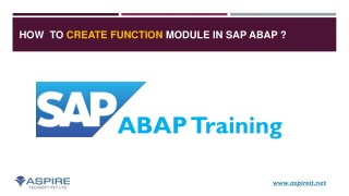 How To Create Functional Module in SAP ABAP - SAP ABAP Training | Aspire Techsoft