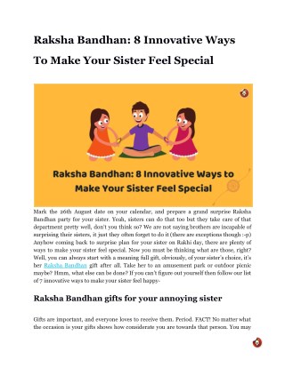 Raksha Bandhan: 8 Innovative Ways To Make Your Sister Feel Special