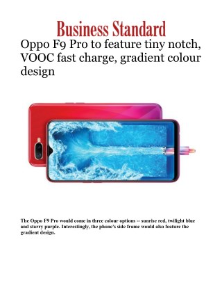 Oppo F9 Pro to feature tiny notch, VOOC fast charge, gradient colour designÂ 