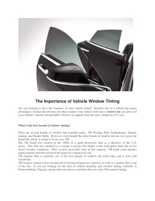 The Importance of Vehicle Window Tinting