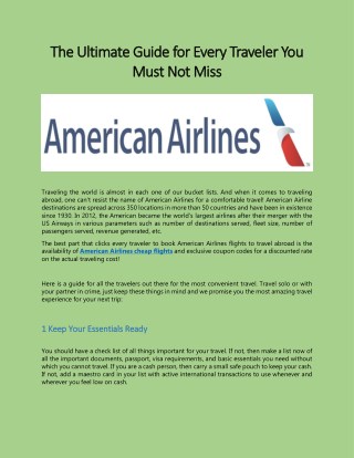 American Airline Phone Number Customer Service