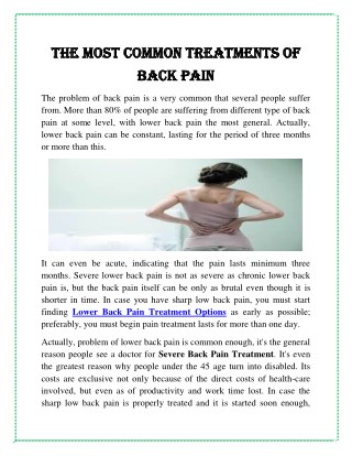 The Most Common Treatments of Back Pain