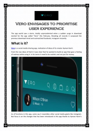 Vero Envisages To Prioritise User Experience