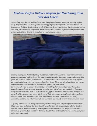 Find the Perfect Online Company for Purchasing Your New Bed Linens