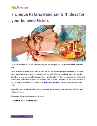 7 Unique Raksha Bandhan Gift Ideas for your beloved Sisters