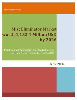 Mist Eliminator Market by Type, Material, Application, End User & by Geography - 2026