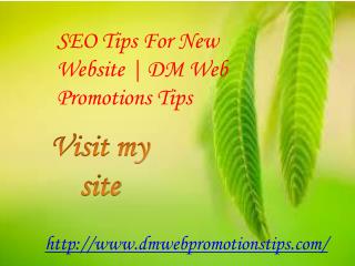 SEO Tips For New Website | DM Web Promotions Tips